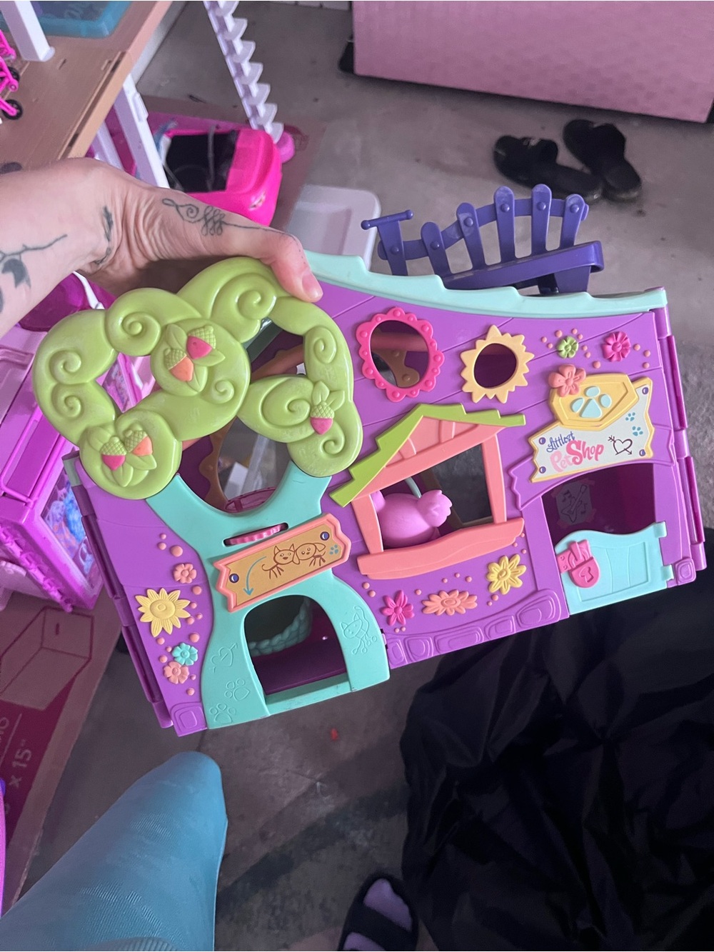Littlest Pet Shop Purple, Teal & Lime Playset with 2 Pets